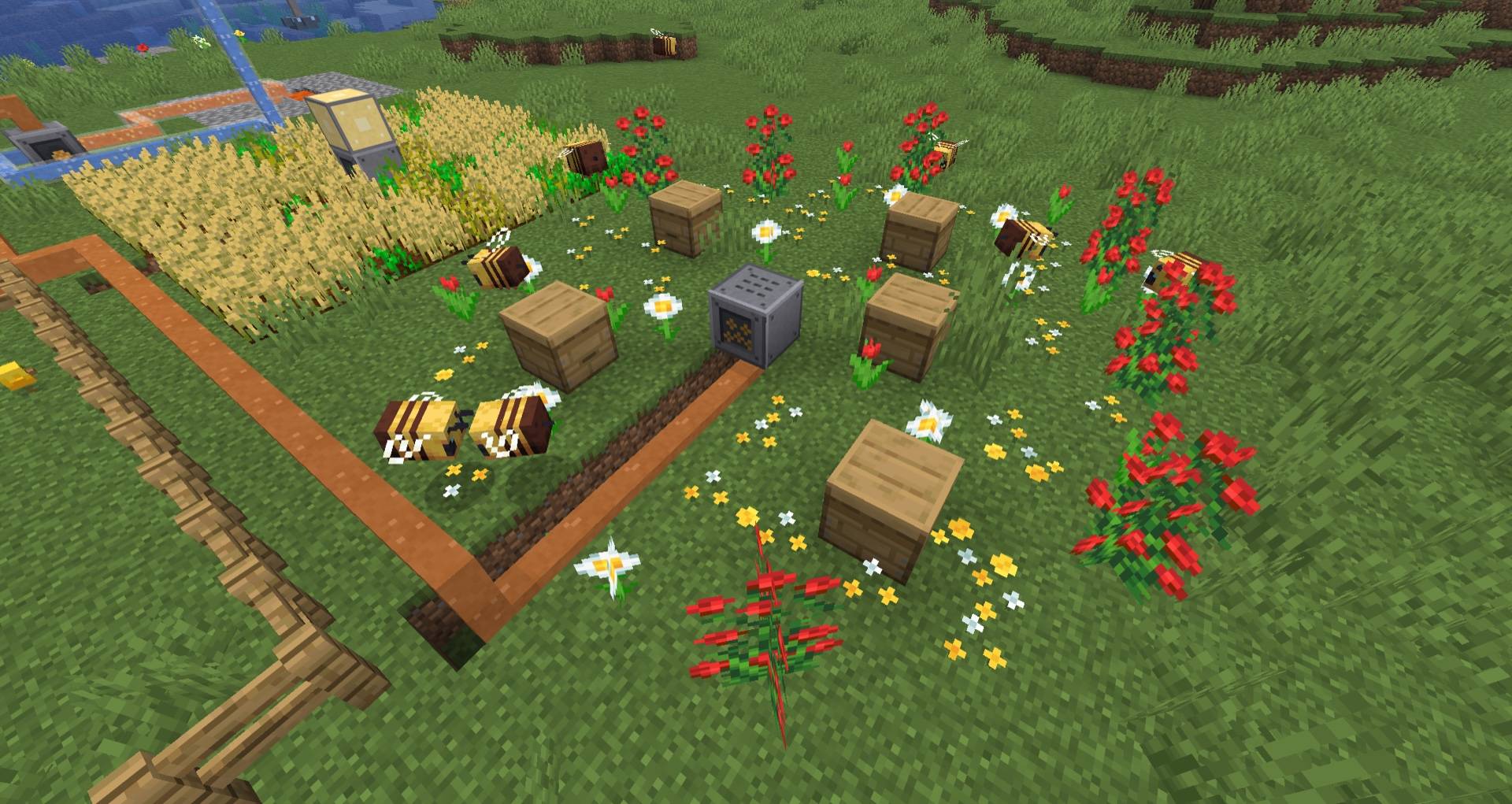 An automated Apiary will harvest honeycomb from beehives without angering the bees, and also bottle the honey for you if you provide bottles.