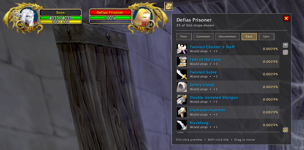 Rare loot table