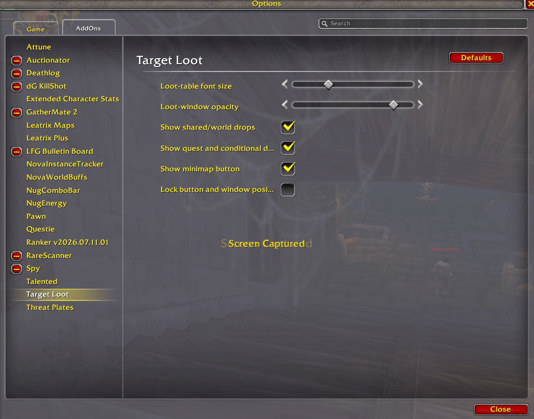 Options menu