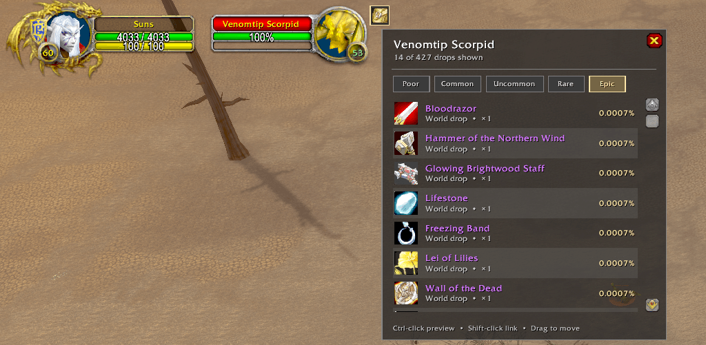 Epic loot table