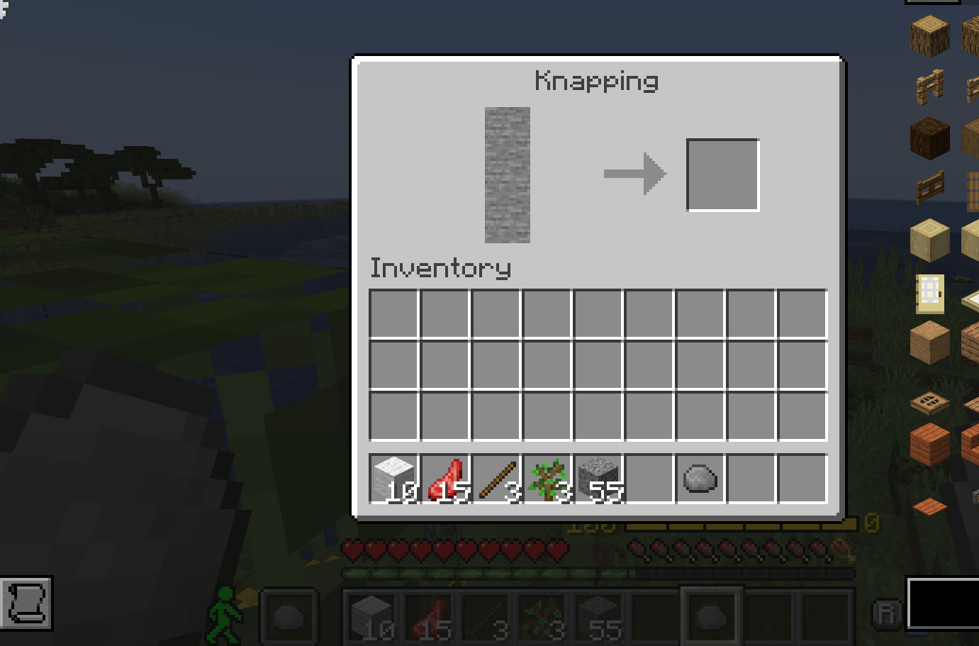 The way to start progressing, put a rock in your main and offhand to make tool heads!