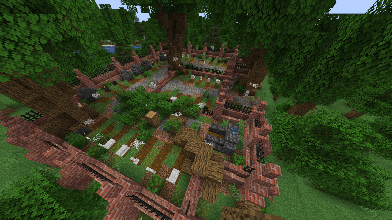Graveyard structure with new tombstones