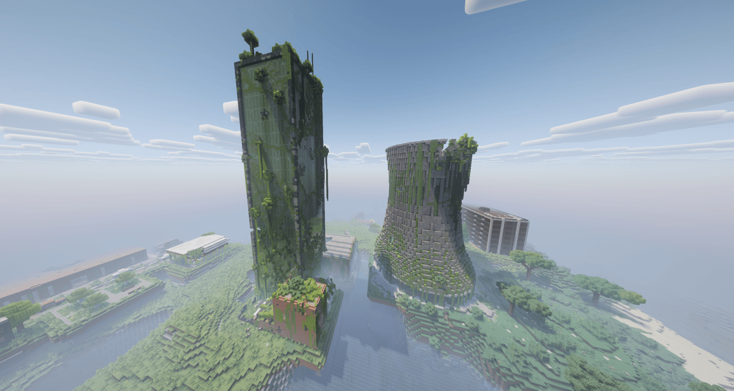 in-game photo of a lost city with complementary shaders