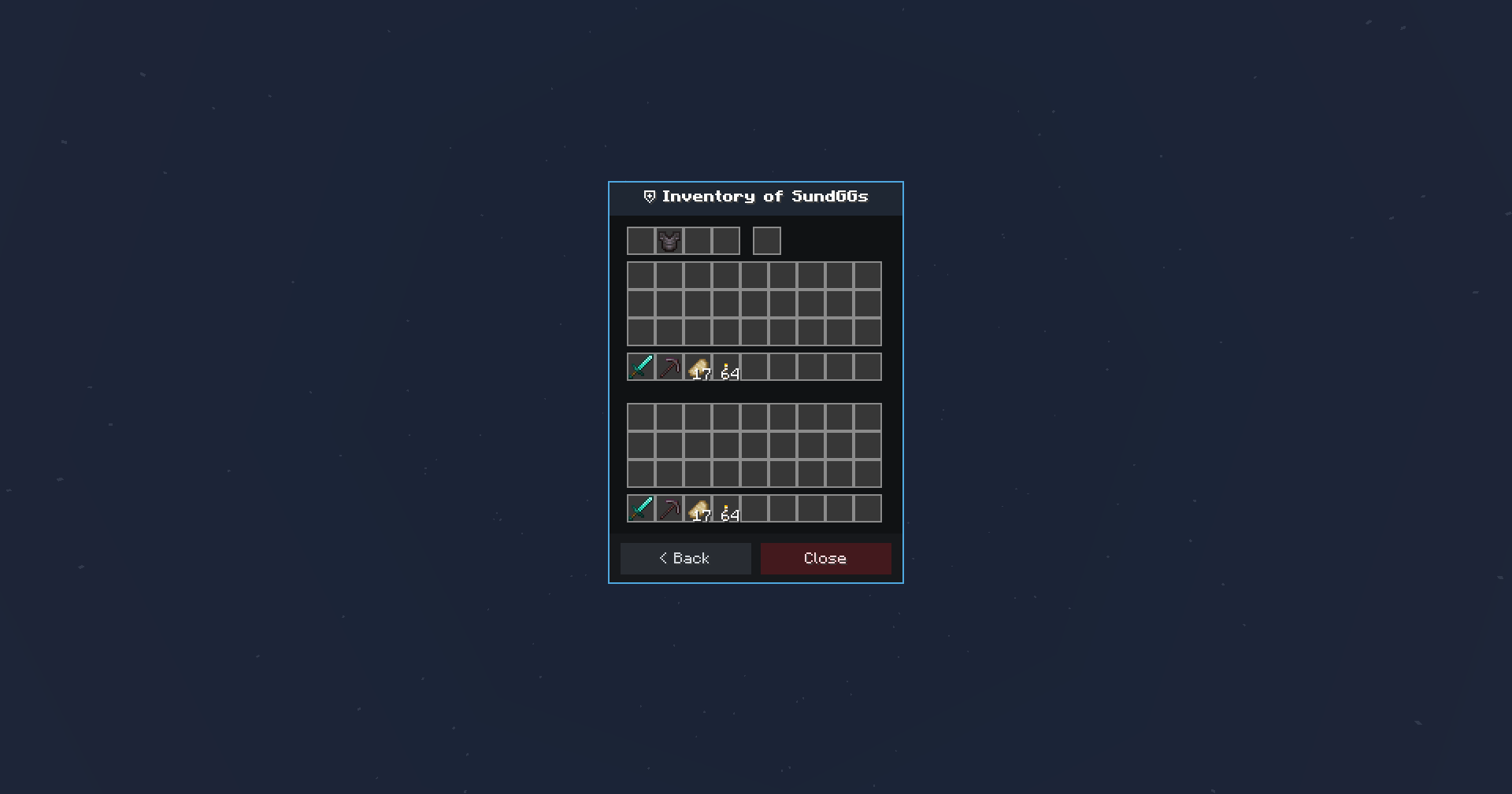 View and extract items from different supported inventories with a custom GUI grid.