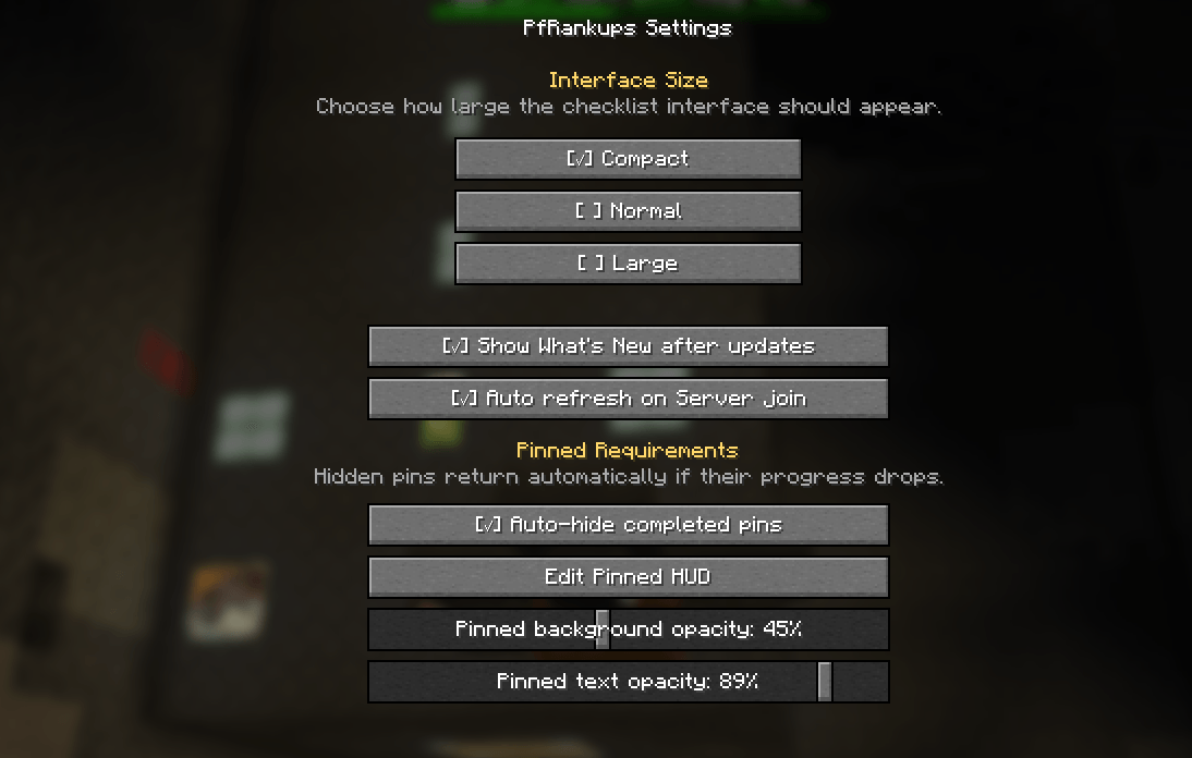 Here is a screenshot of the current settings available feel free to suggest any more you would like added!