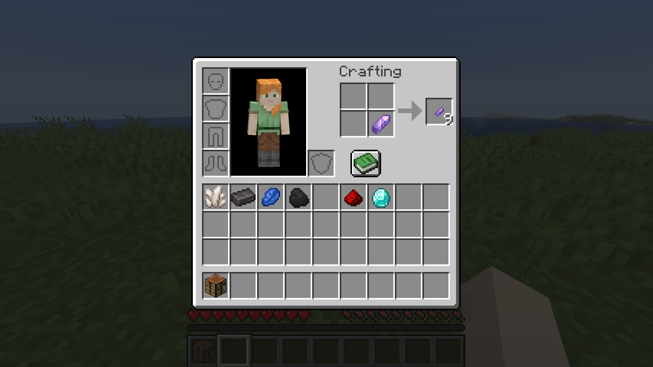 Crafting Amethyst Shard Pieces with a Amethyst Shard in the inventory.