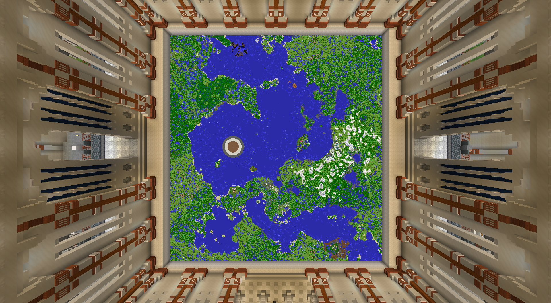 Thumbnail A complete large-scale map floor viewed from above. Item Frame Cache is designed to keep displays containing thousands of individual maps visible while minimizing client-side memory usage. This sample has more than 3.000 maps.