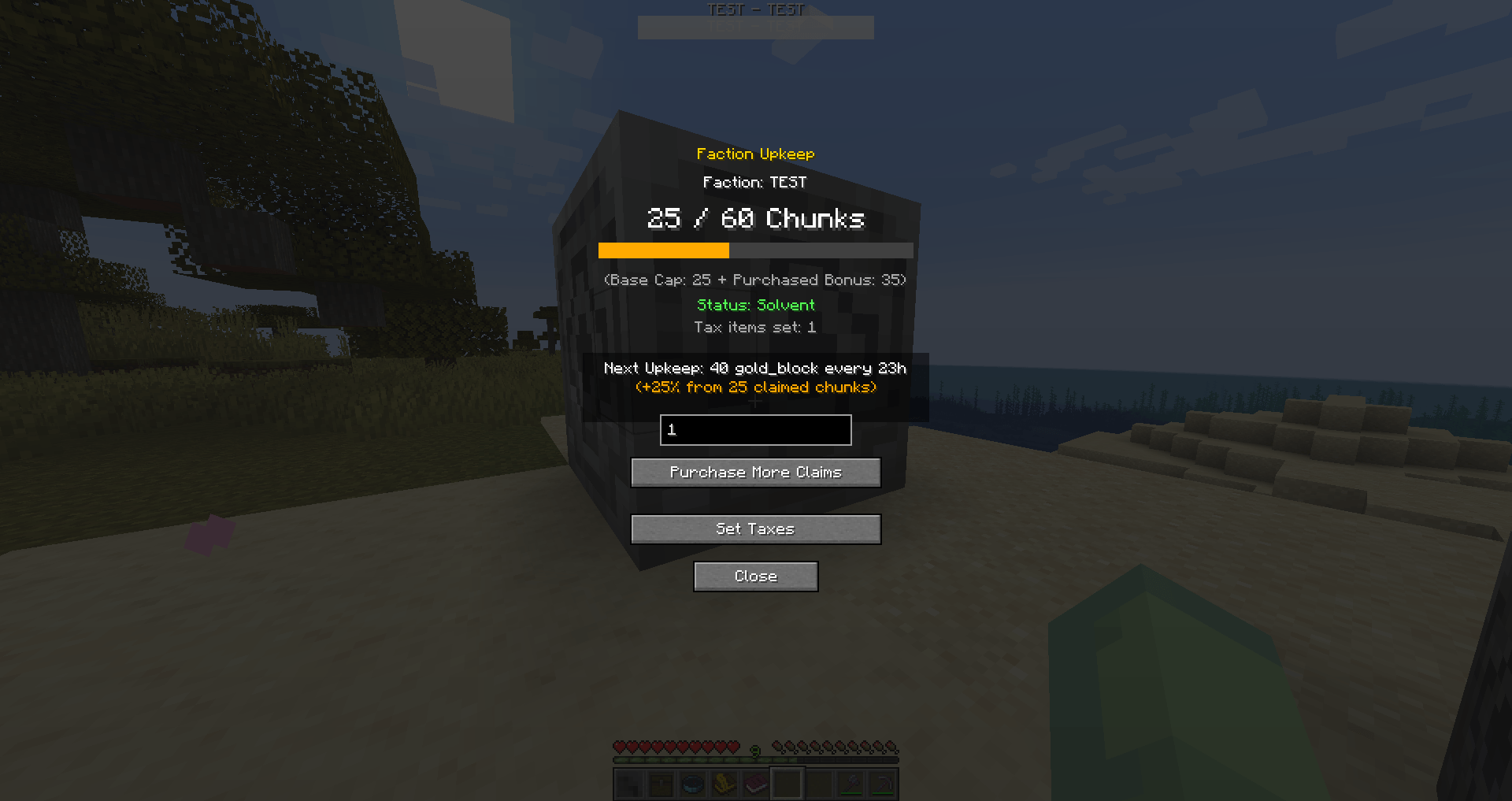 Fully admin configurable land purchase, cap, and upkeep system!
