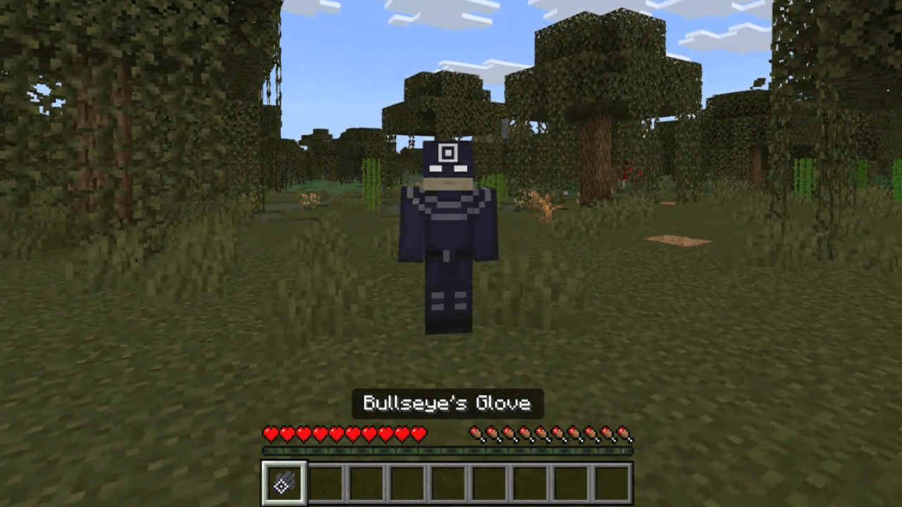 After equipping the mask you are given Bullseye’s glove,