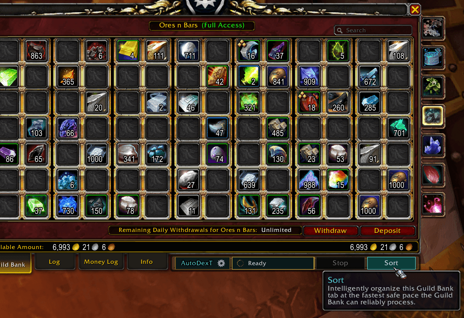 Mixed Guild Bank Tab Before Smart Sort
