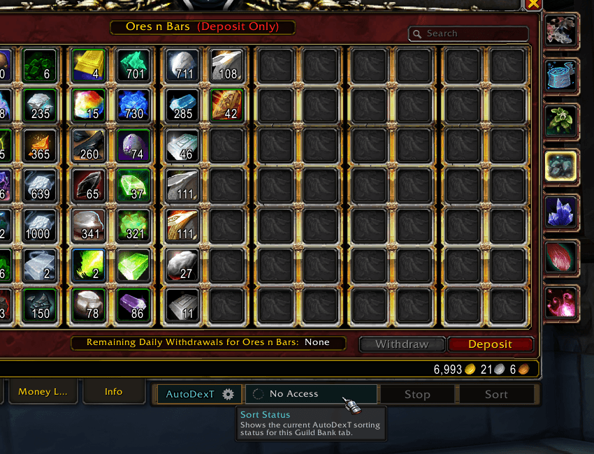 Deposit-Only Guild Bank Access With Sorting Disabled