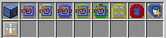 Items added by this mod, left to right: the FluidRouter block, Puller/Sender modules (Mk1-Mk3), the Distributor module, Tank Upgrade, and Balancer Augment. Current textures are a placeholder and may change in a future update.