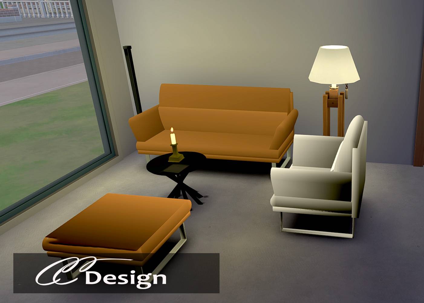 - 1 sofa - 1 armchair - 1 ottoman - 1 coffee table