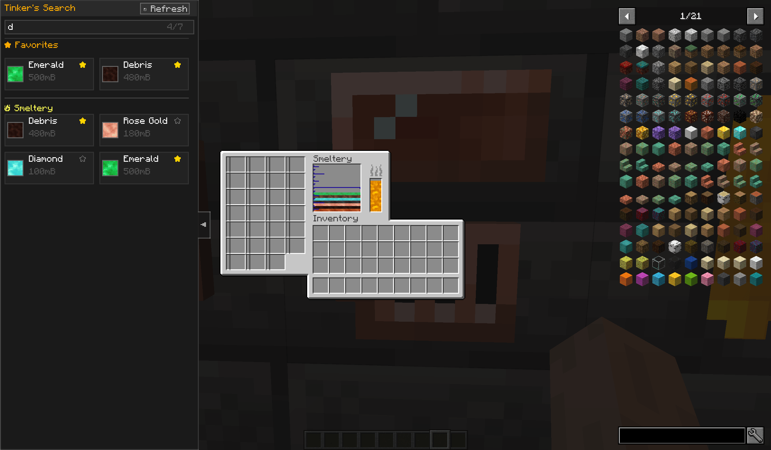 Thumbnail Search among the fluids in the Smeltery and "Favorites"