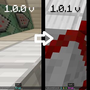 Thumbnail Comparison of the /doomblock command from versions 1.0.0 and 1.0.1 of my Doom Block mod.