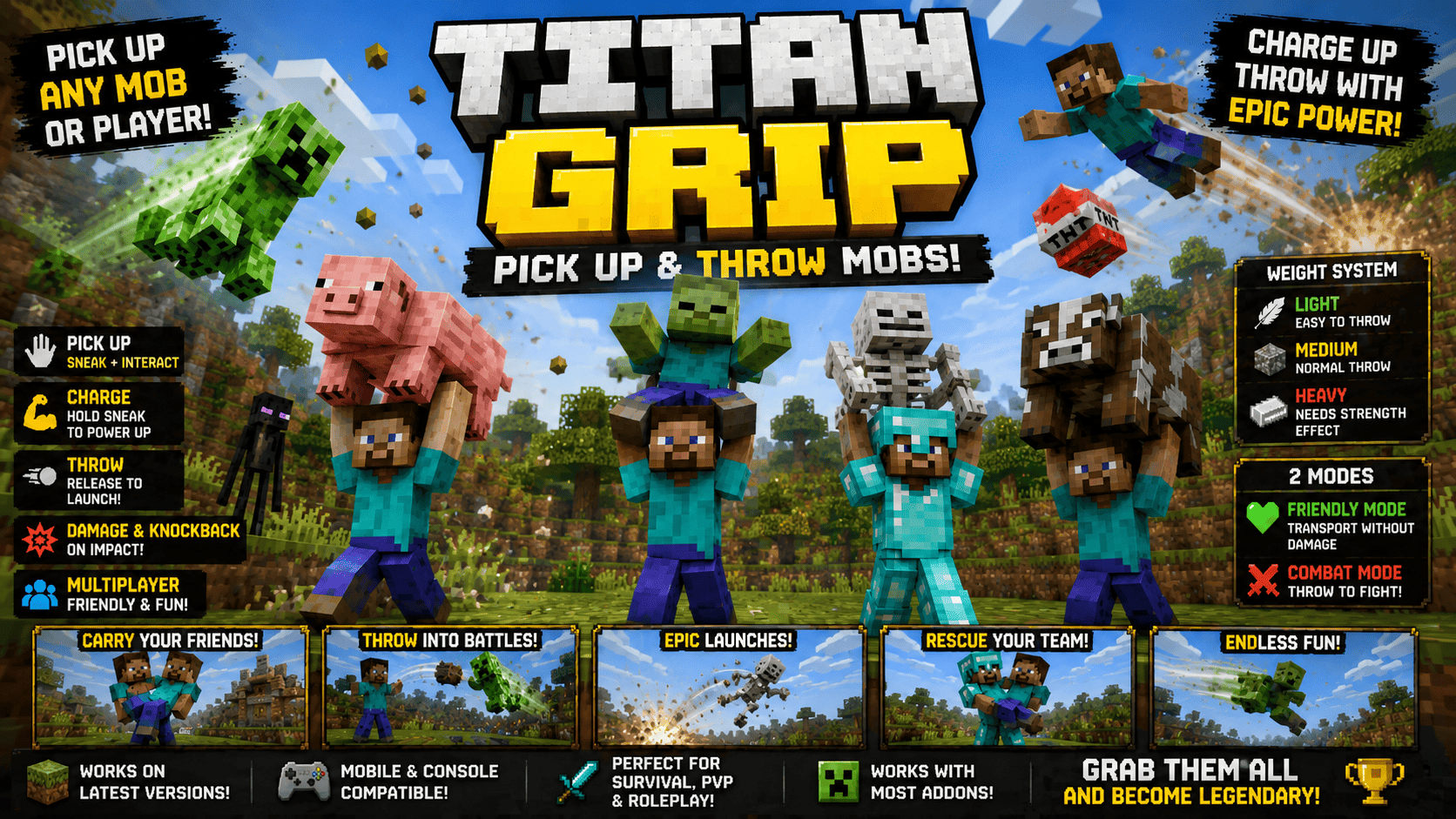 TITAN GRIP: PICK UP & THROW MOBS | EL SANDO — screenshot 1