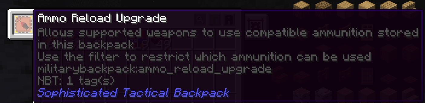 Ammo Reload Upgrade in a backpack