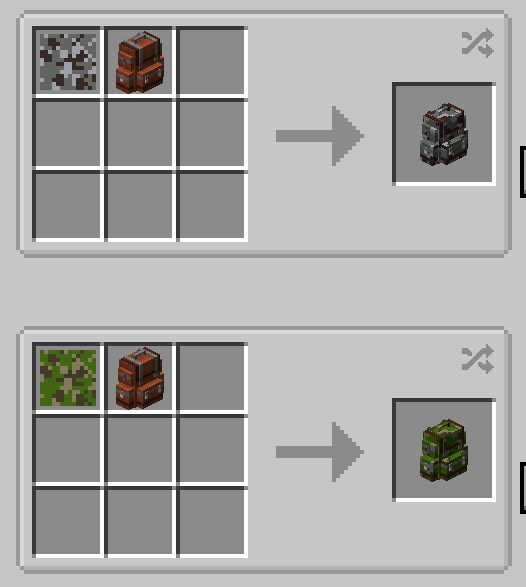 Shapeless recipe, backpack + any camouflage item
