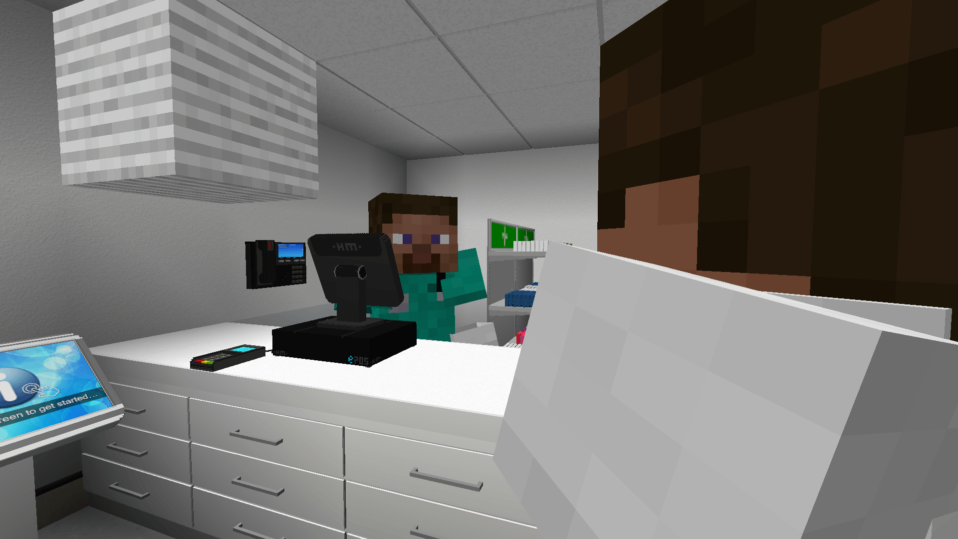 A little image to what a pharmacy whould look like. Basicly, all the blocks you see on the screen, are from the hospitals mod (exept armor stands), sadly the shelves cannot store items/blocks. The clothes are from clothing craft.