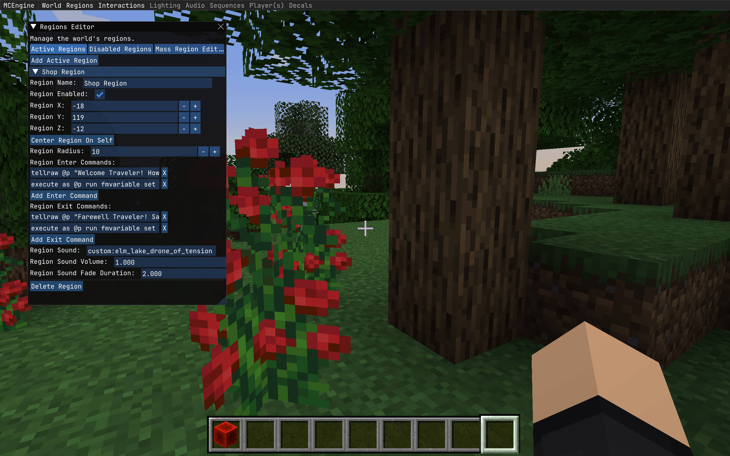 Regions Editor Interface