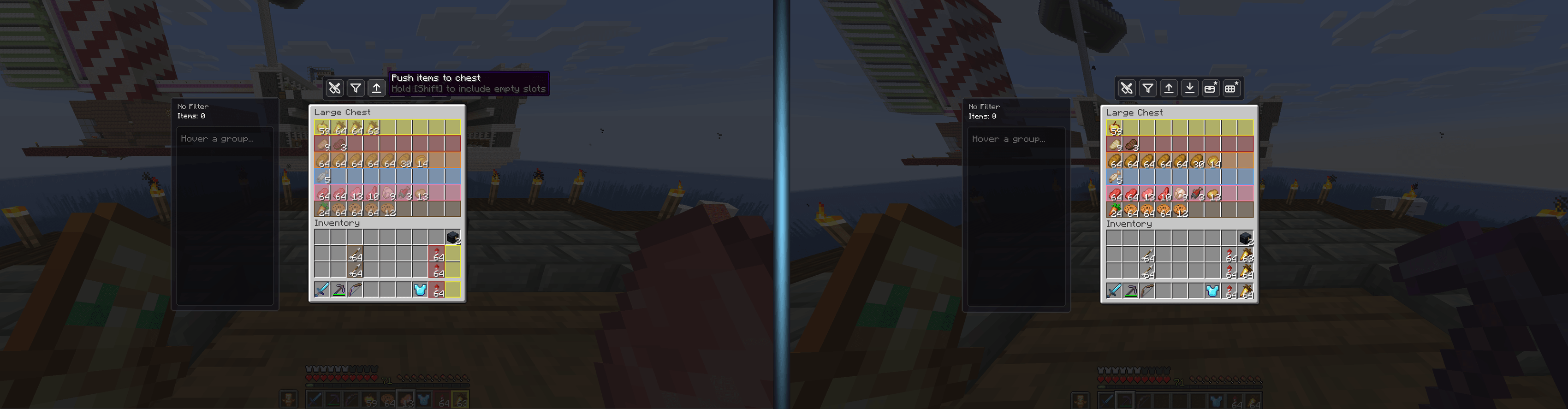 Thumbnail One click on the deposit button and your full inventory empties straight into the chest, sorted.