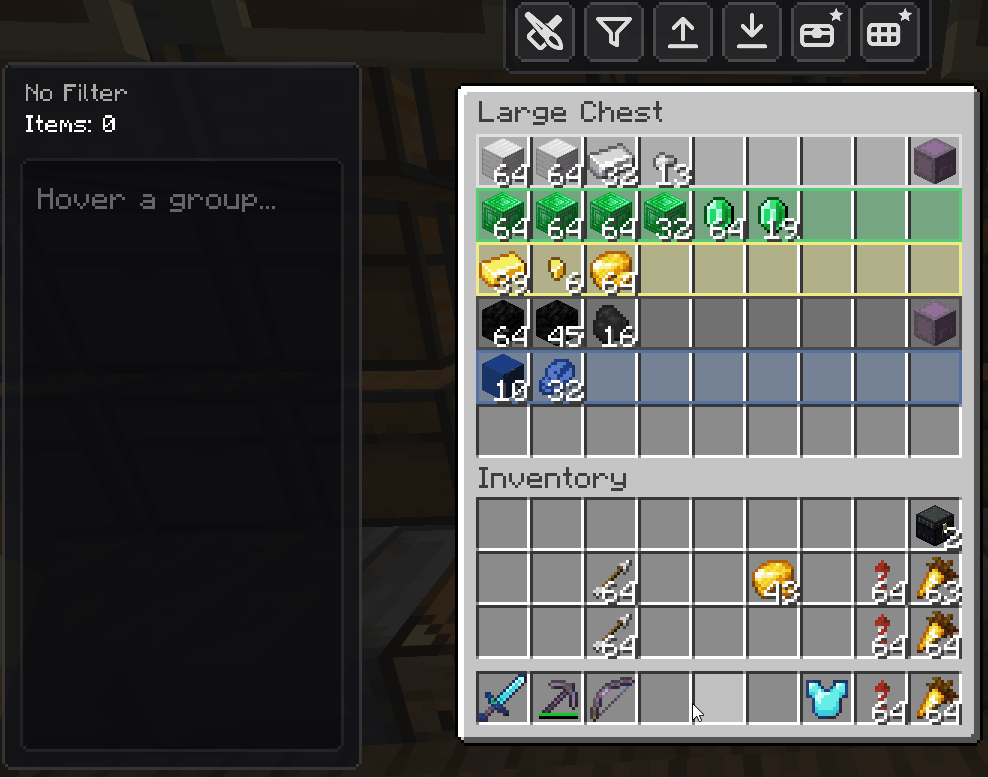 Thumbnail If a slot is reserved for diamonds, nothing else gets in. Wrong items are actively rejected with an animation.