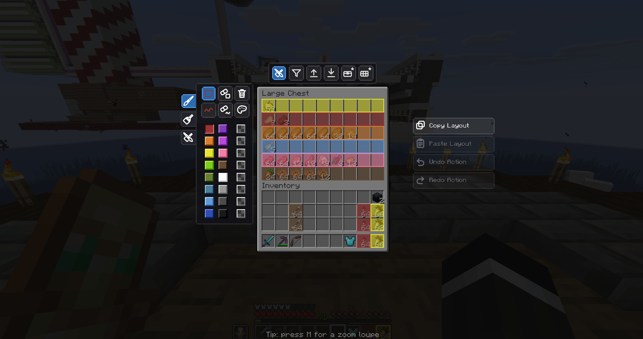 Thumbnail Copy, paste, undo and redo entire chest layouts — plus area and trace tools for precise editing.