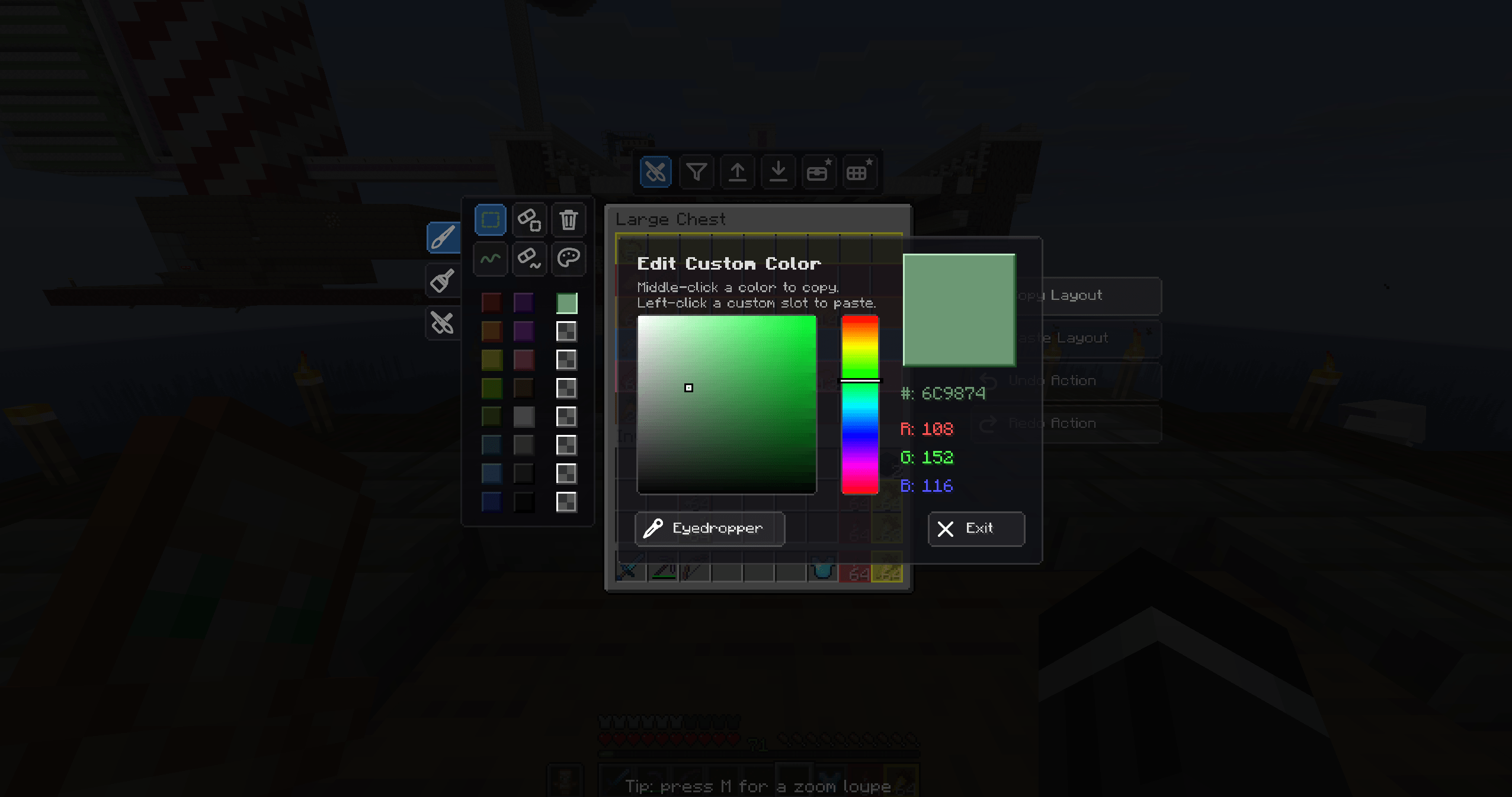 Thumbnail Break free from the basic colors — pick any shade with the full RGB/HSV picker and save your favorites.
