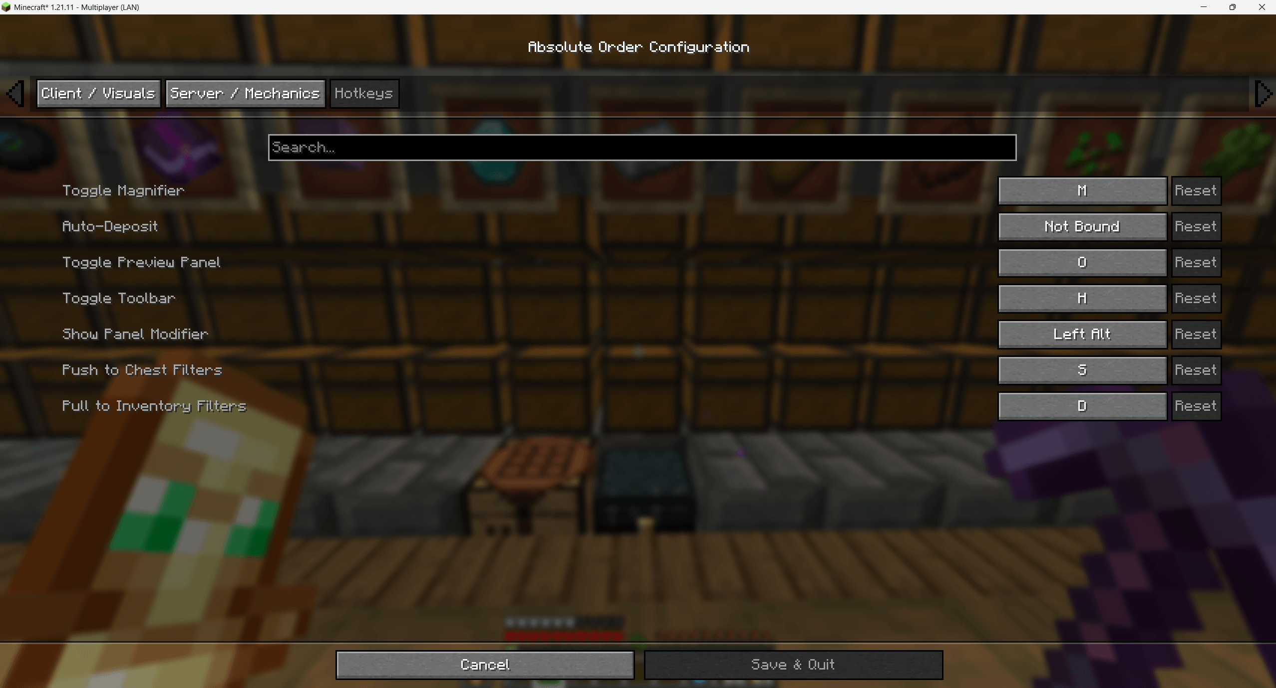 Thumbnail Bind every action — deposit, pull, toggle panels — to your preferred keys.