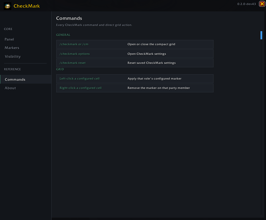 Settings->Commands