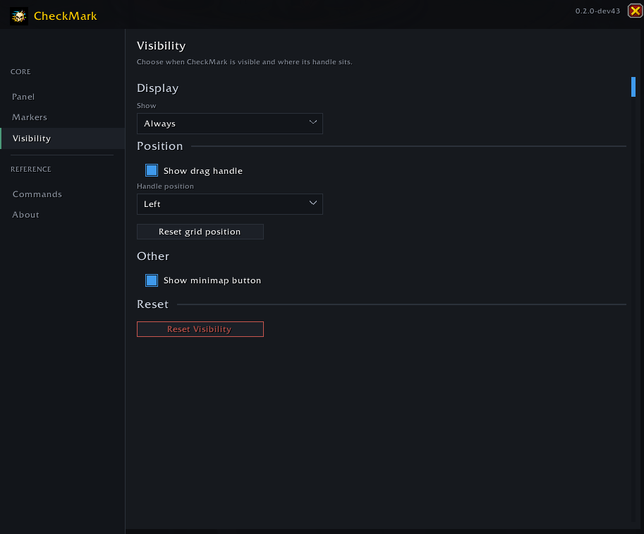 Settings->Visiblity