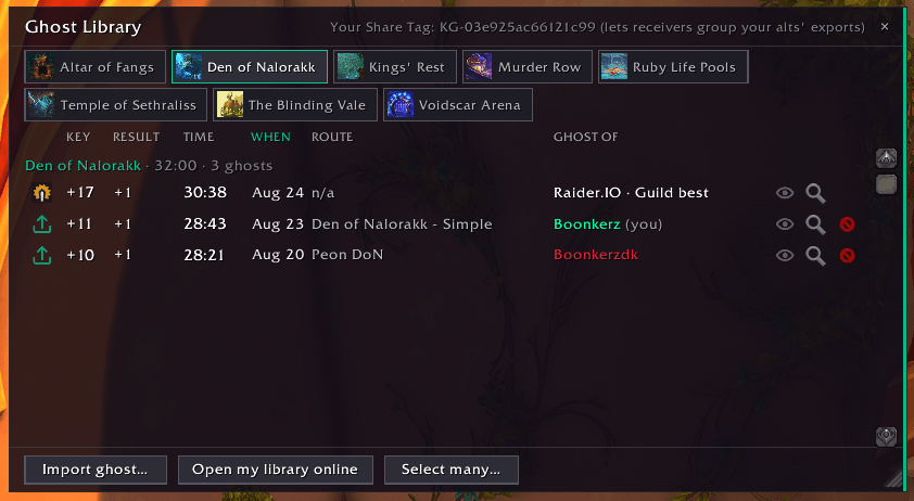 Thumbnail Where you'll see and manage all your stored ghost racers