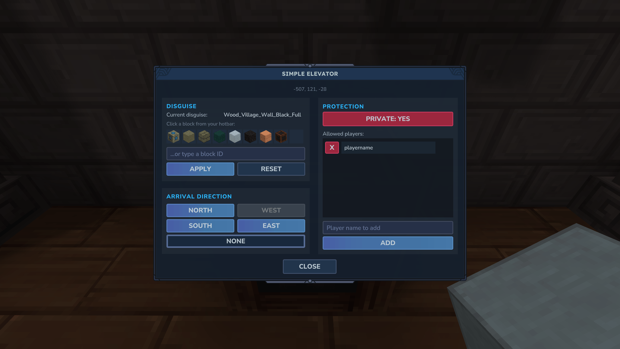 Configuration menu
