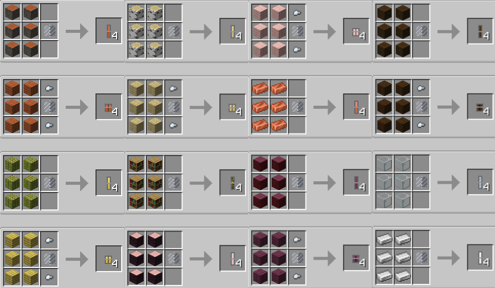 Thumbnail Different types of logs and planks, as well as bamboo, iron, copper, glass, and bookshelves, can be used to craft doors.