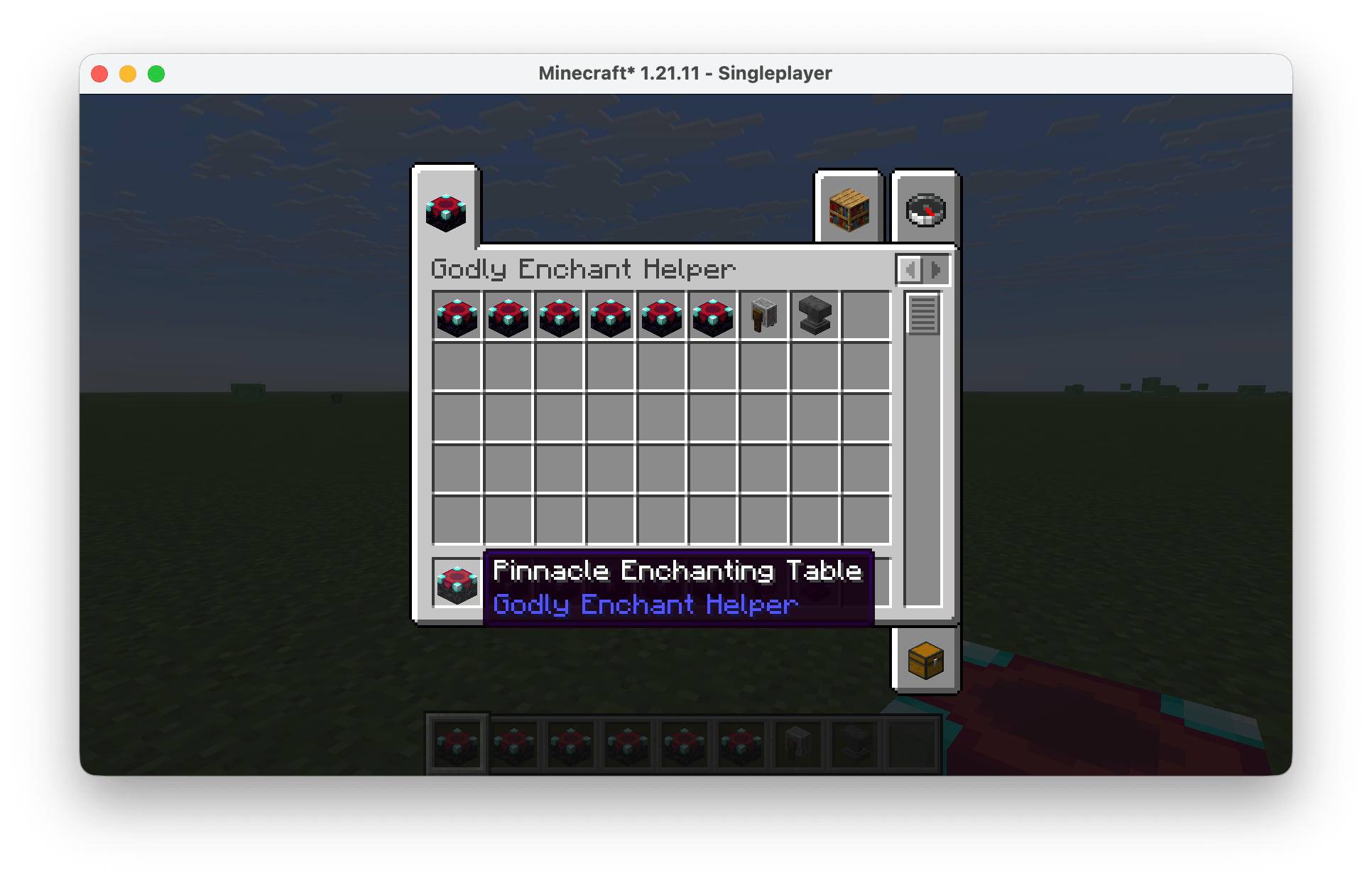 Applies a full set of compatible vanilla enchantments to equipment in one process, using their normal vanilla maximum levels.