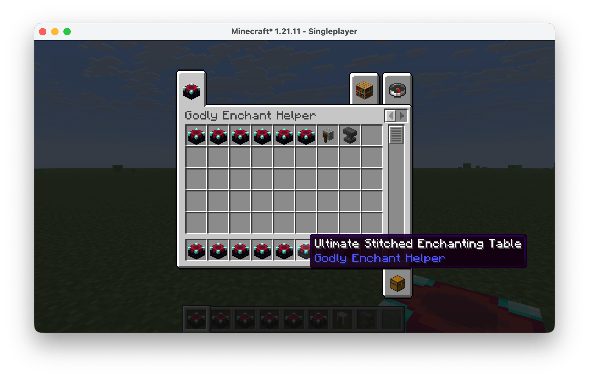 Combines normally incompatible enchantments on the same supported item and applies them at Level 255.