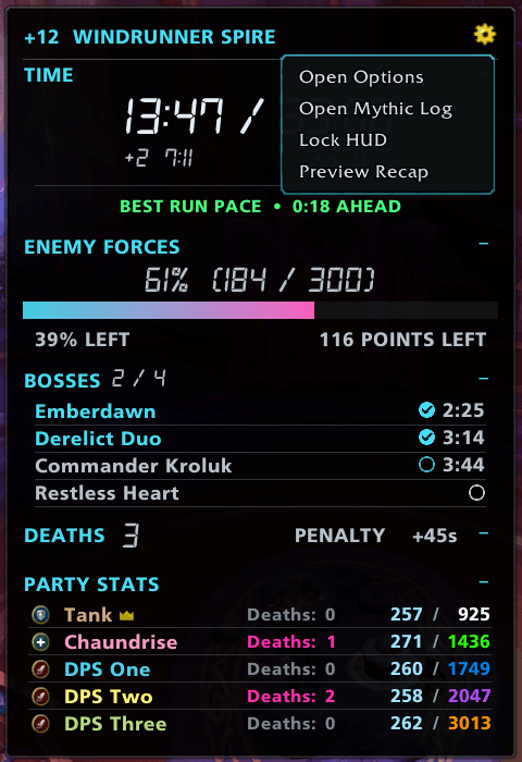 An example of the Preview HUD Options Menu .