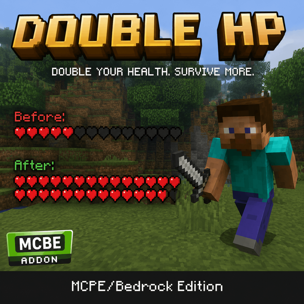 Double HP - Minecraft Health Addon — screenshot 1