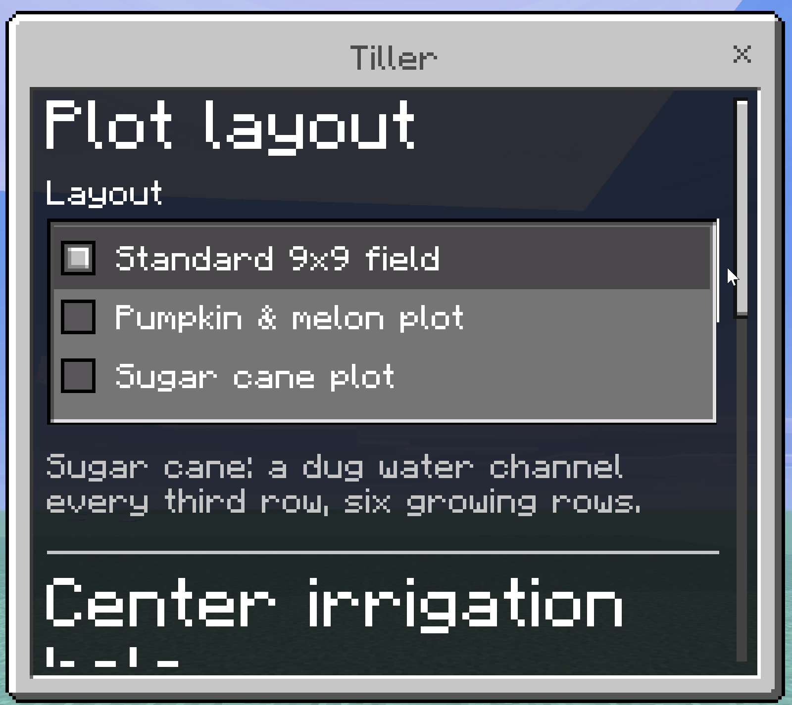 Tiller Menu