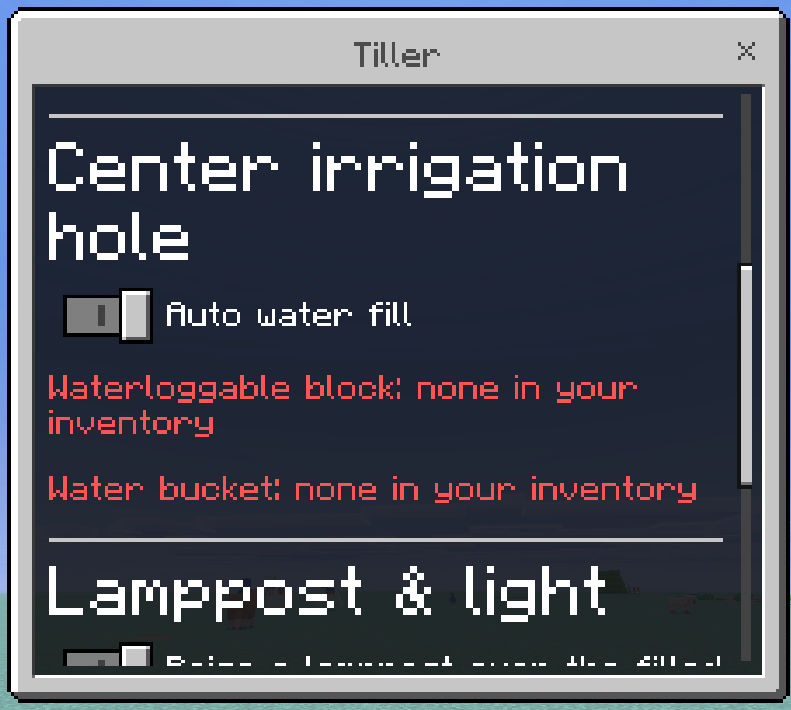 Irrigation Menu