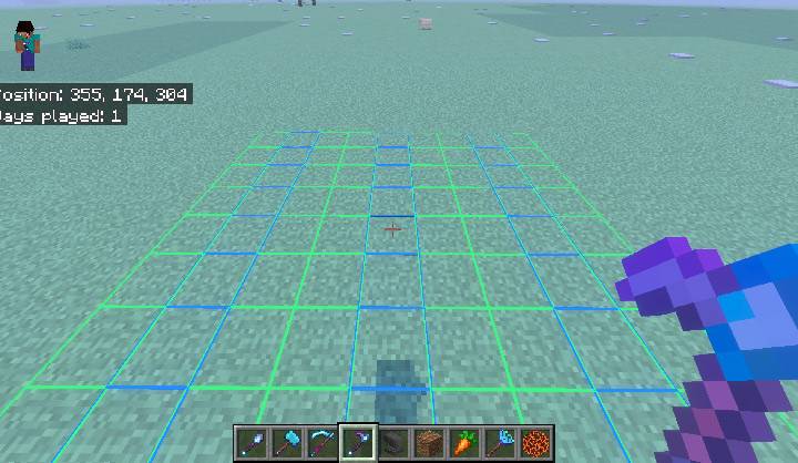 A Tiller preview showing three blue outlined channel rows separated by green outlined growing rows
