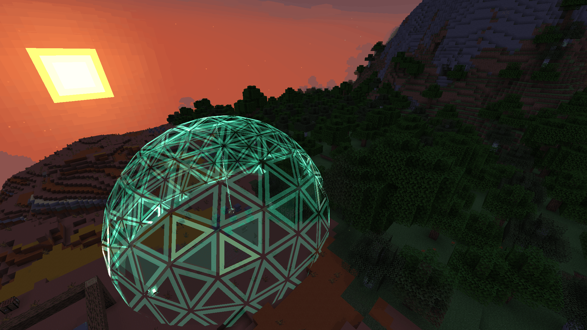 A Force Dome, raised and holding at sunset
