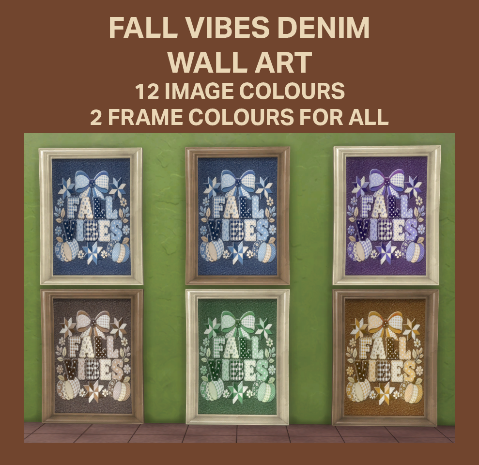 Thumbnail sample image colours - not all shown - and frame colours