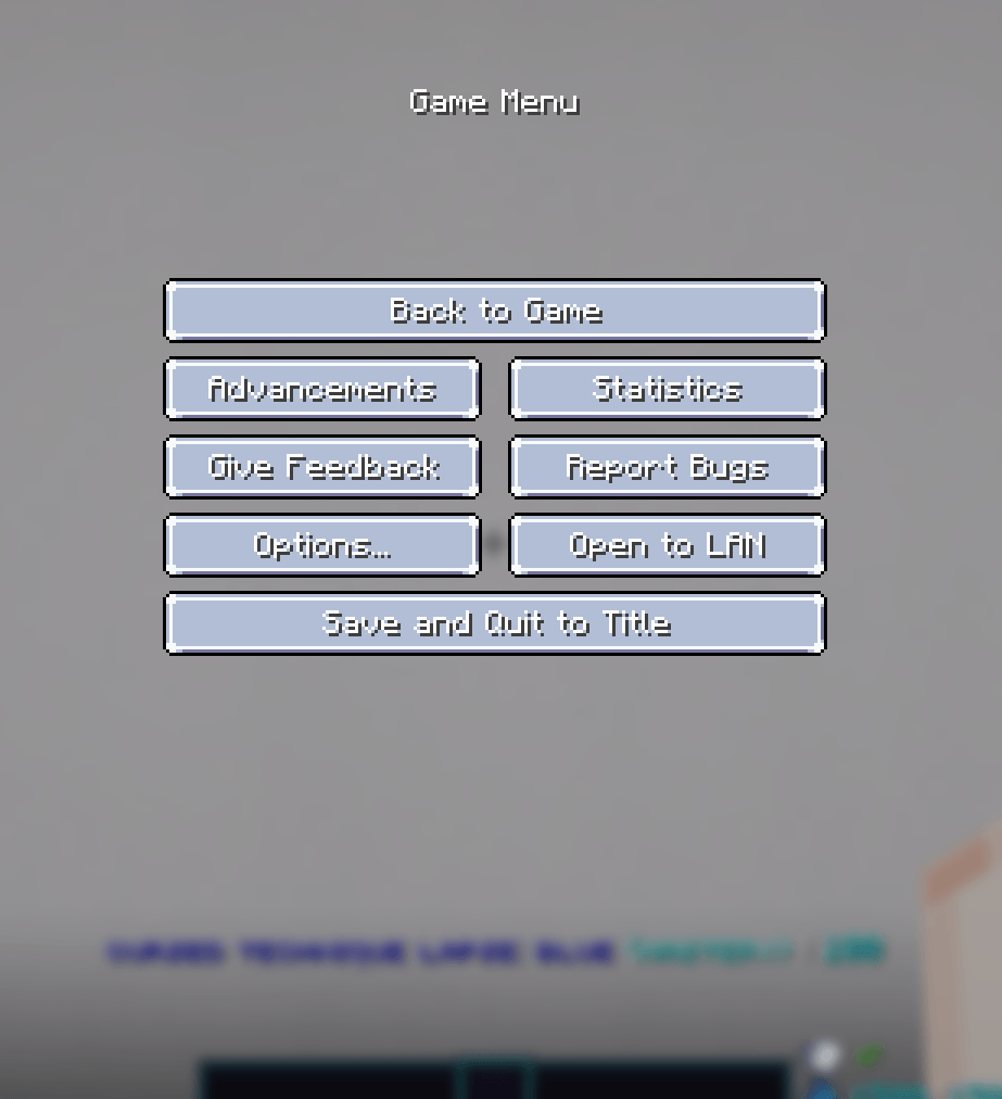 Paused game menu