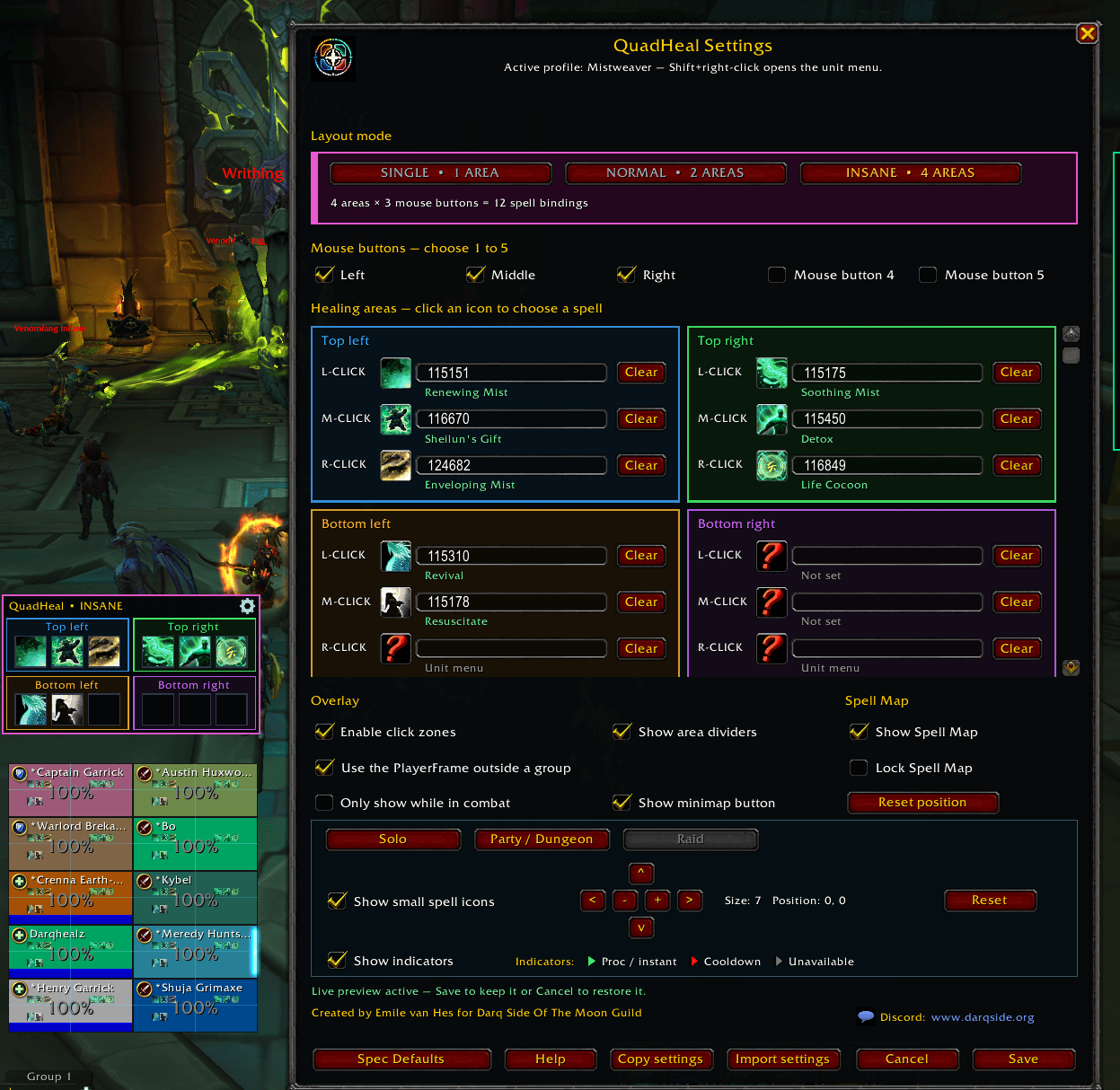 Thumbnail Insane mode in action. 3 mouse buttons and the frames divided in 4 areas.