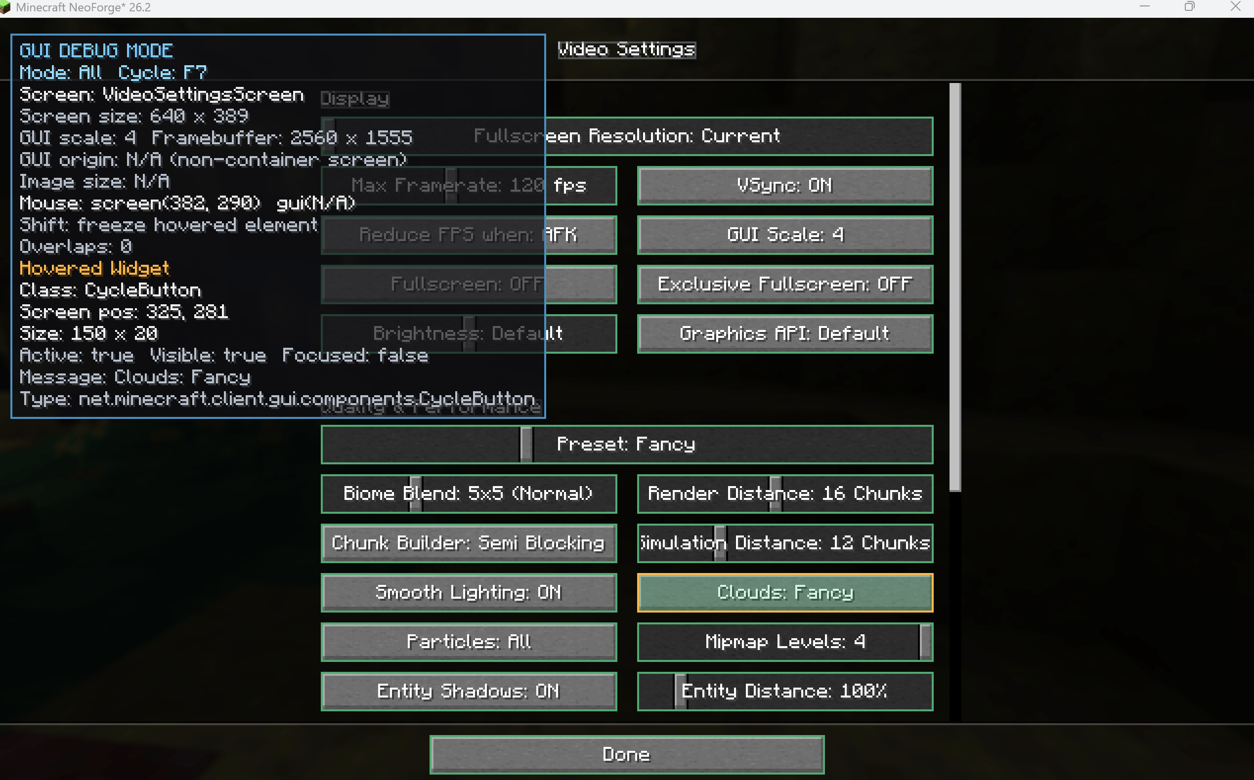 Live Widget Inspector — view widget classes, positions, sizes, states, and hitboxes directly inside Minecraft.