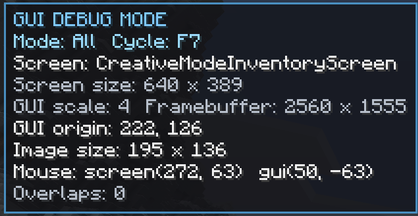 Live Coordinate Overlay — track screen size, GUI origin, GUI scale, framebuffer size, and mouse coordinates in real time.