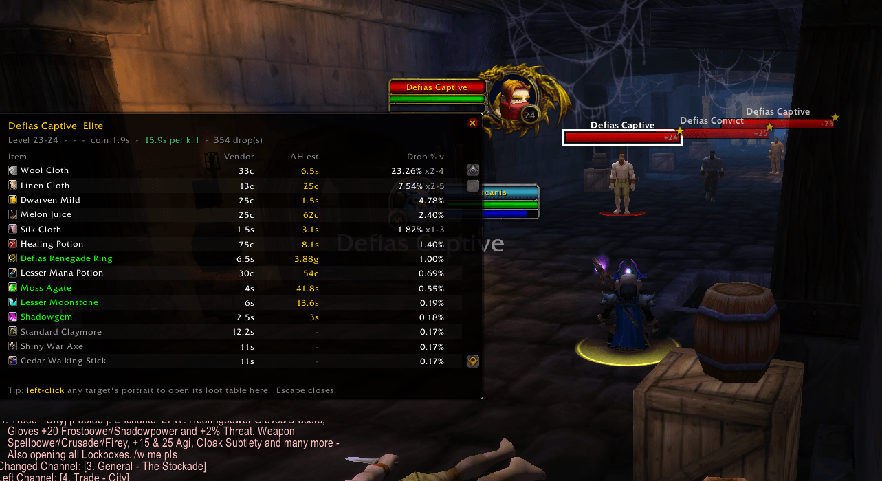 Thumbnail Left click any mob to see their loot and drop rates.