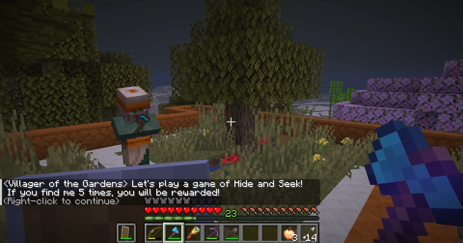 Thumbnail A player starting a game of Hide and Seek at the Hanging Gardens
