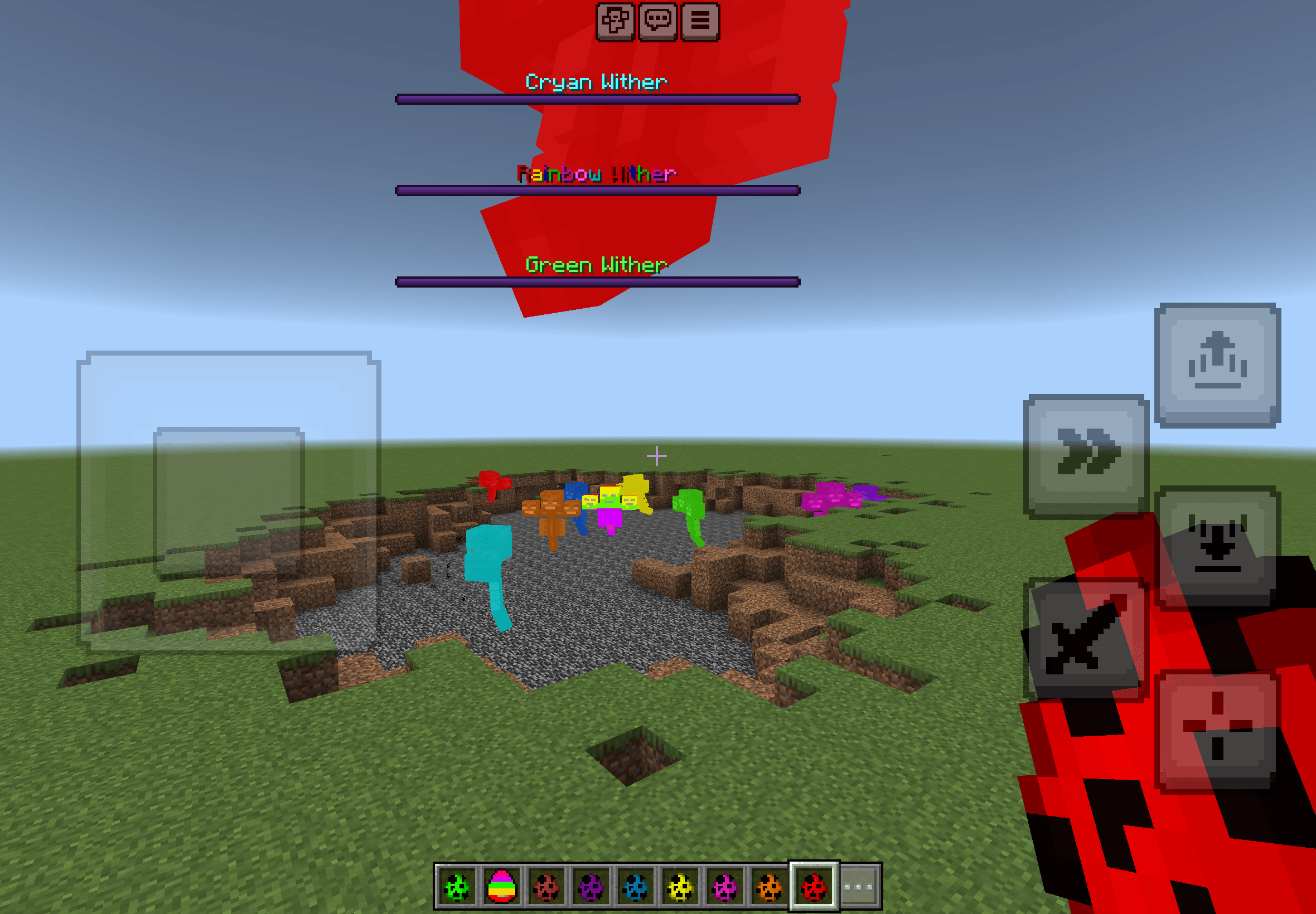 All different types of colours of the withers! Rainbow wither including.